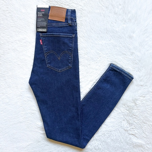 Levis Premium Mile High Super Skinny Rome Winter Wash Sculpt Hyperstretch Jeans - Picture 4 of 13